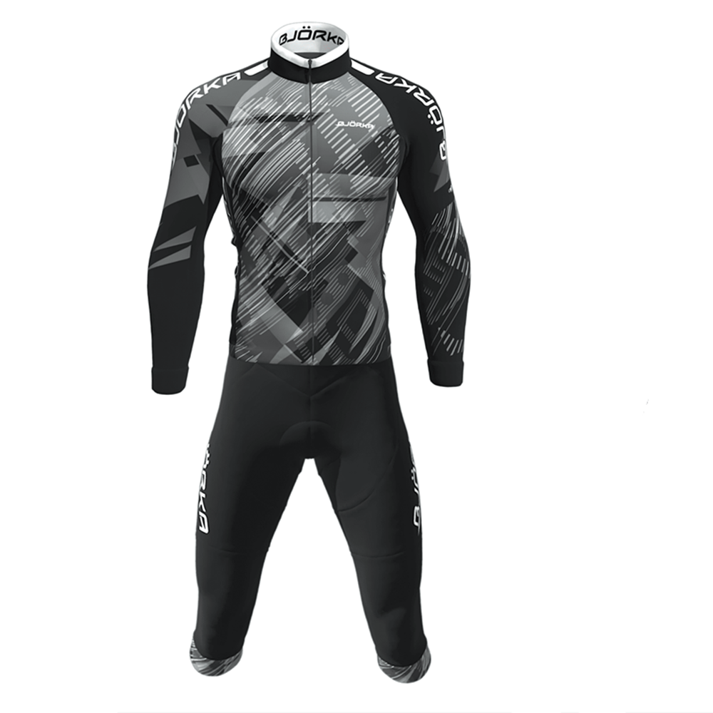 Cycling Gear Jersey - Bjorka 사이클링 긴 소매 저지, 빕