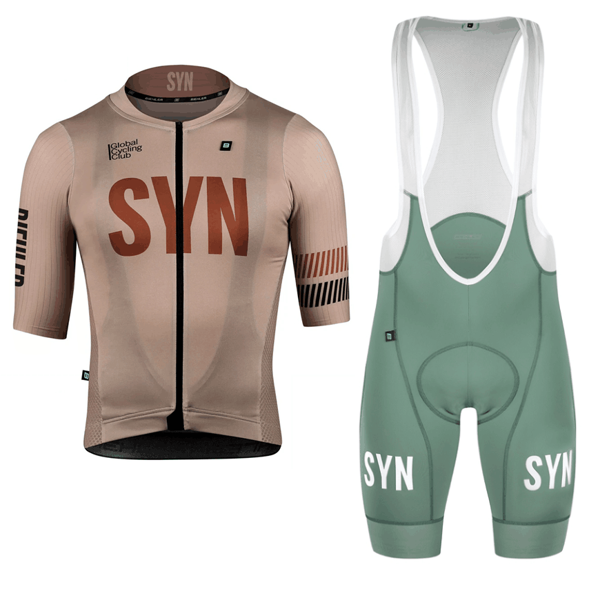 Cycling Bib Shorts - SYN 다크 브라운 남성용 반팔 사이클링